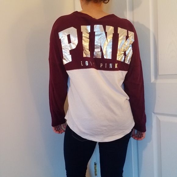 PINK Victoria's Secret Tops - PINK Victoria's Secret Varsity Crew Longsleeve